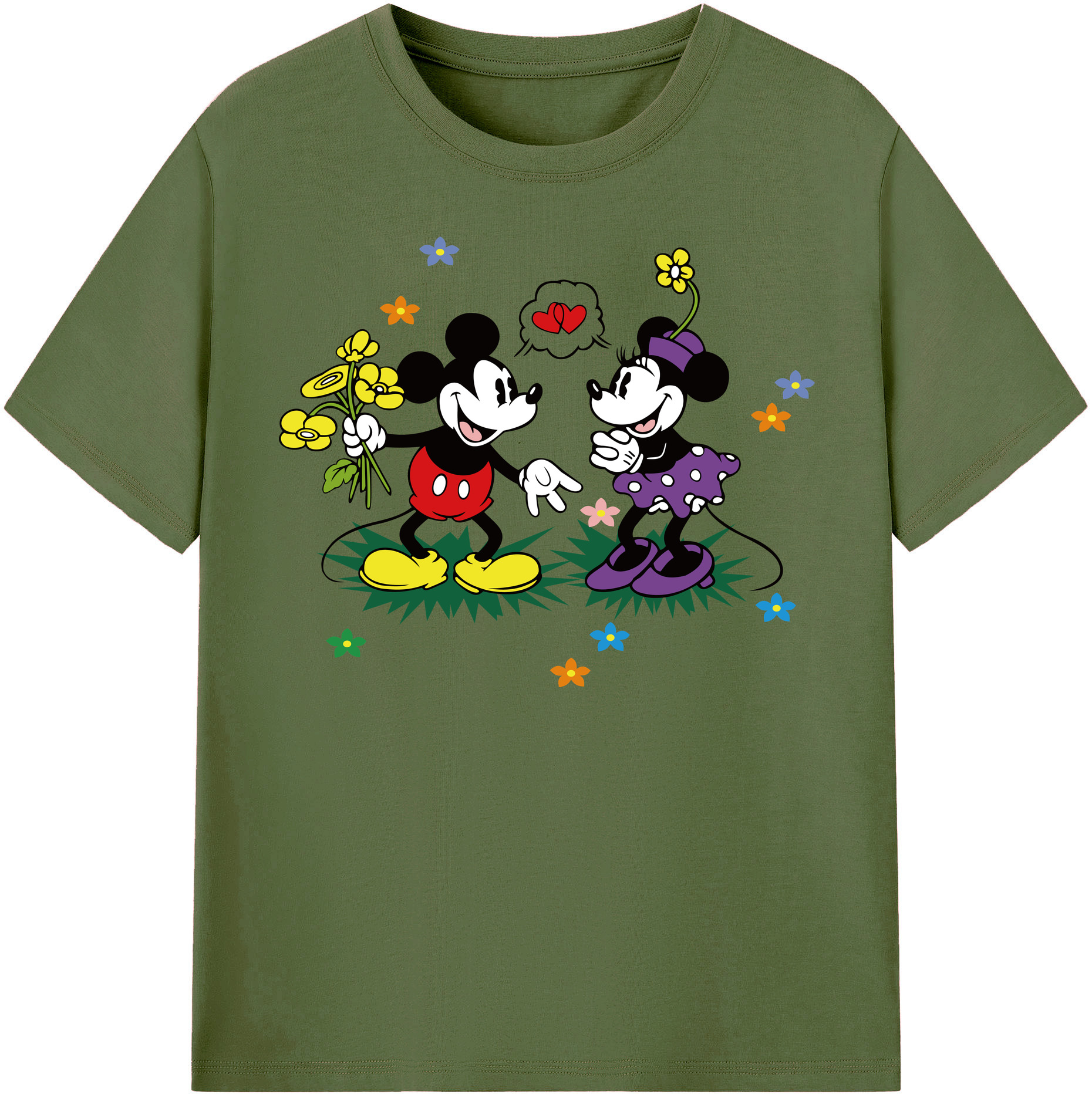 （画像用） ミッキーマウス Mickey Mouse 綿100％半袖Tシャツ（フロントプリント）